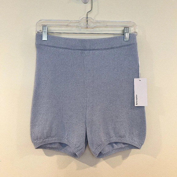 Reformation 100% Cotton Light Blue Baggy Hight Waist Classic Knit Shorts S NWT - Picture 2 of 7
